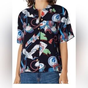 Re/Done Multicolor Patterned Button Down Shirt